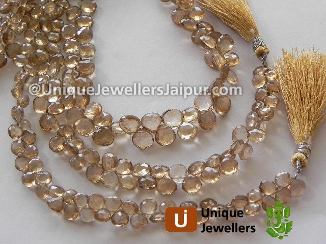 Coffee Quartz Faceted Heart Beads